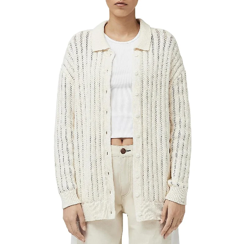 Adrienne Womens Cotton Knit Cardigan Sweater