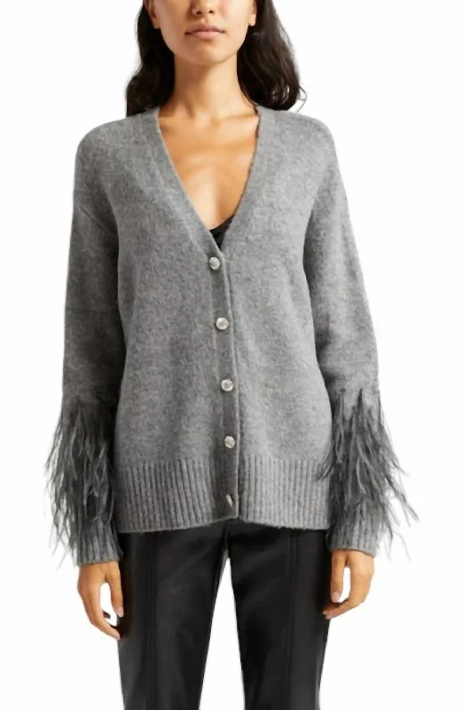 Briana Cardigan In Medium Heather Grey