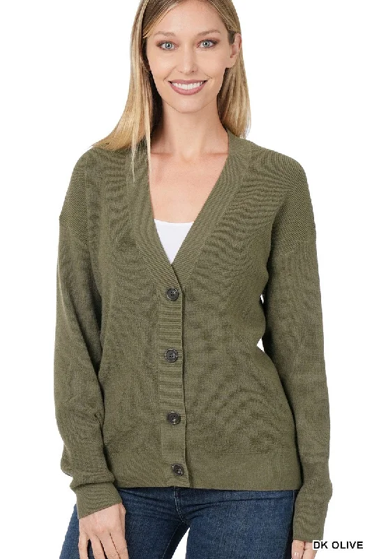 Dark Olive Viscose Sweater Cardigan