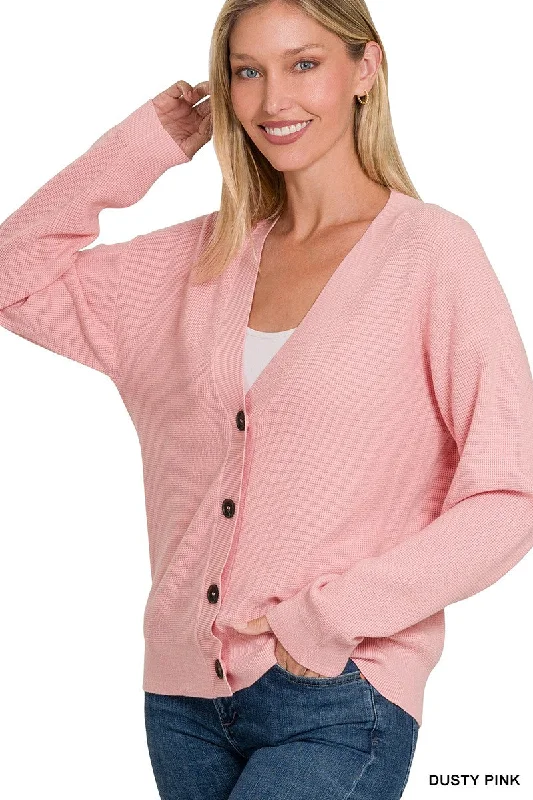 Dusty Pink Viscose Sweater Cardigan