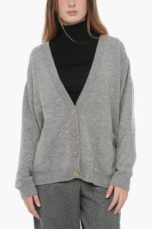 Elisabetta Franchi Cashmere Blend DAILY Cardigan with Patch Pockets