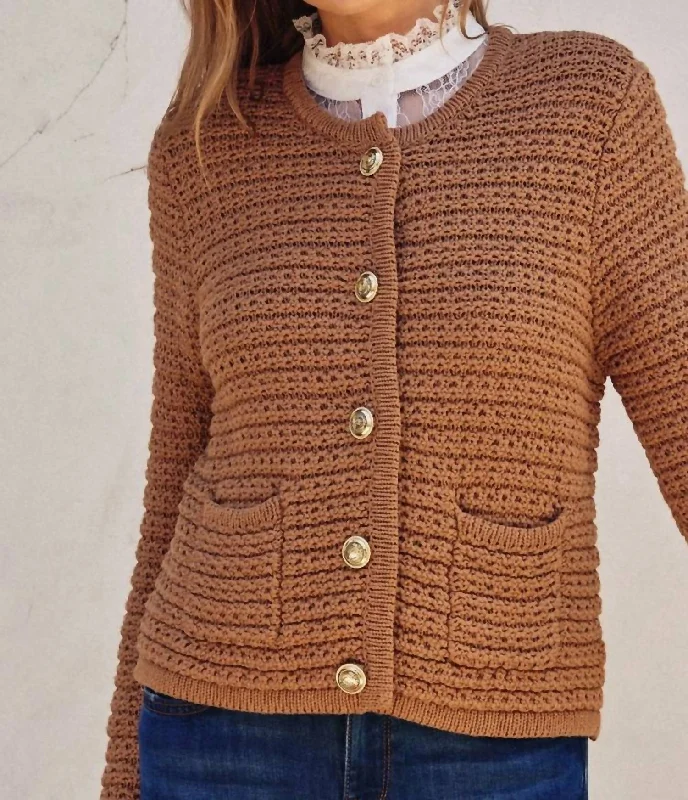 Gabrielle Knitted Cardigan In Toasted Coconut