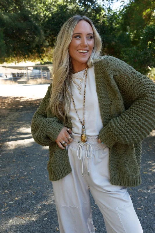 Gillian Chunky Cardigan - Olive