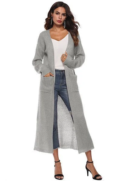 Grey Solid Light Weight Cardigan