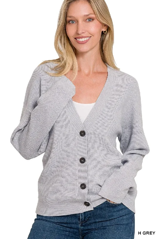 Grey Viscose Sweater Cardigan