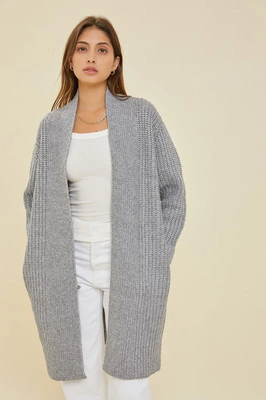 H.Grey Chunky Cable Knit Cardigan