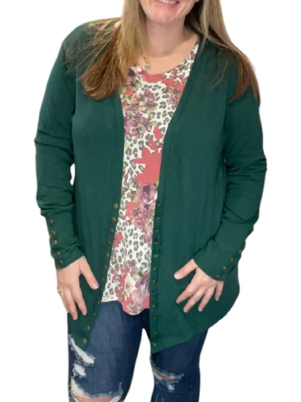 Holly Snap Cardigan In Green