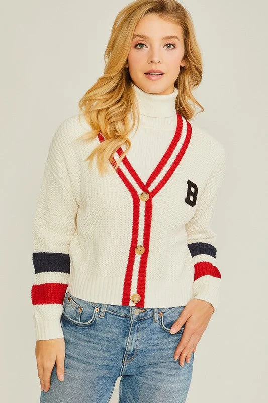 Ivory Contrast Trim Detail Cardigan