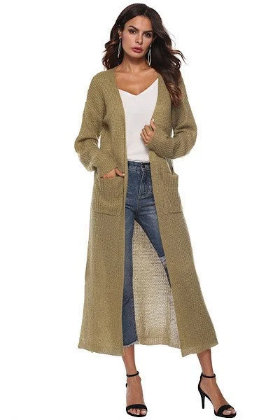 Khaki Solid Light Weight Cardigan