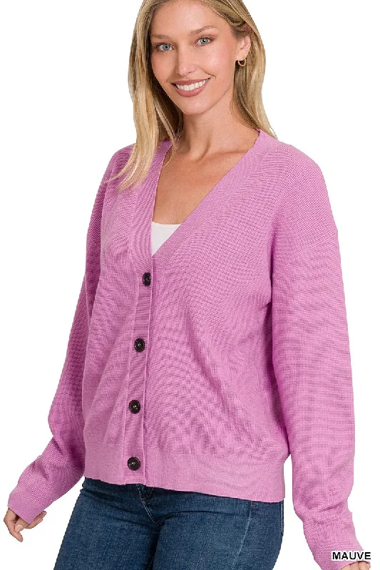 Mauve Viscose Sweater Cardigan