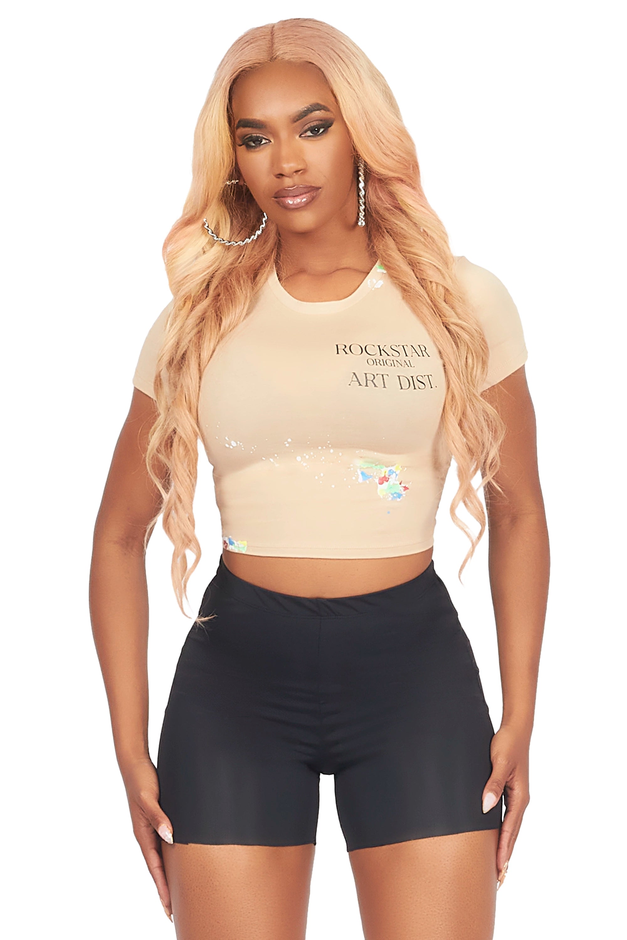 Lashina Tan Crop T-Shirt