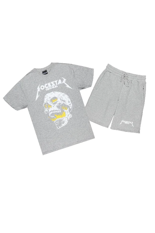 Wayan Heather Grey T-Shirt Short Set