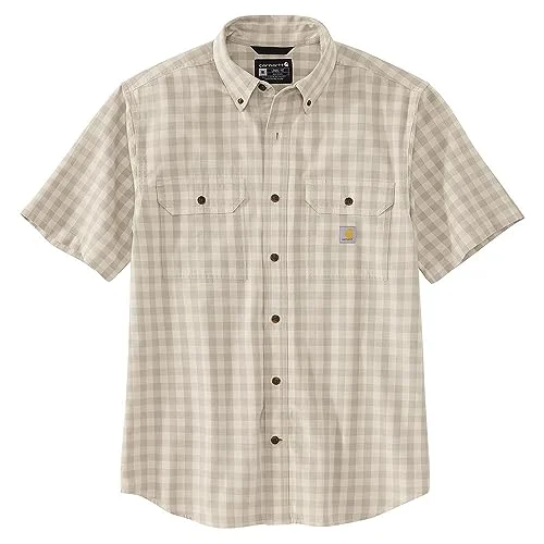 Carhartt 105702 Men's Loose Fit Midweight Short-Sleeve Plaid Shirt - X-Large - Tan