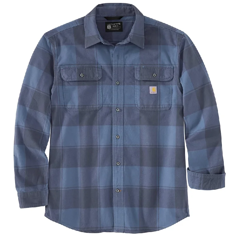 Carhartt 106356 Men's Loose Fit Heavyweight Flannel Long-Sleeve Plaid Shirt, Navy