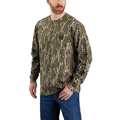 Carhartt 105483 Men's Loose Fit Heavyweight Long-Sleeve Pocket Camo Logo Graphic T-Shirt