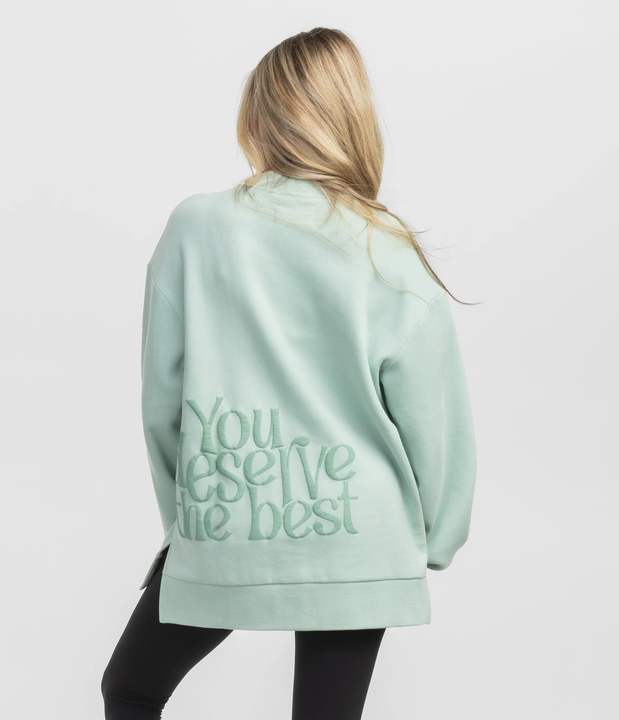 Happy Thoughts Puff Print Sweatshirt in Cool Mint